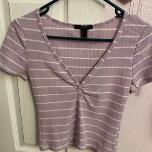 Purple Stripe Baby Tee V neck